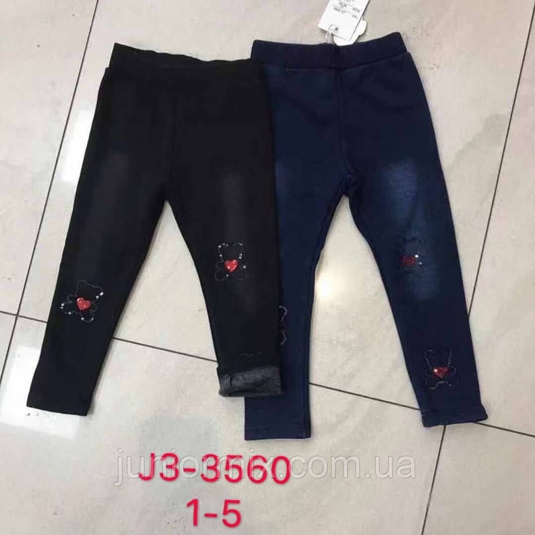 Трикотажні теплі дитячі лосини на травці для дівчаток оптом