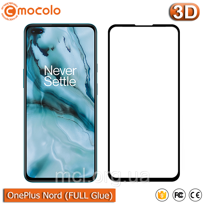 Захисне Full Glue скло Mocolo OnePlus Nord (Black) - 5D Повна поклейка