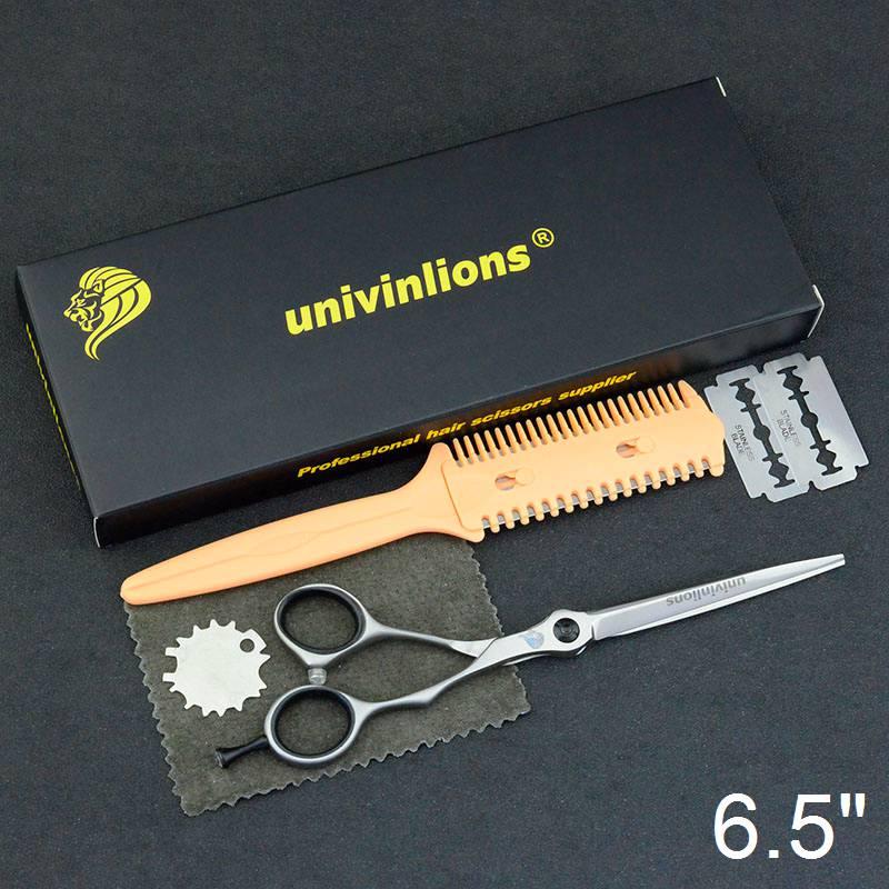 Ножиці для стрижки довгі тонкі леза + гребінець для філірування 6.5 дюйма Univinlions 6058