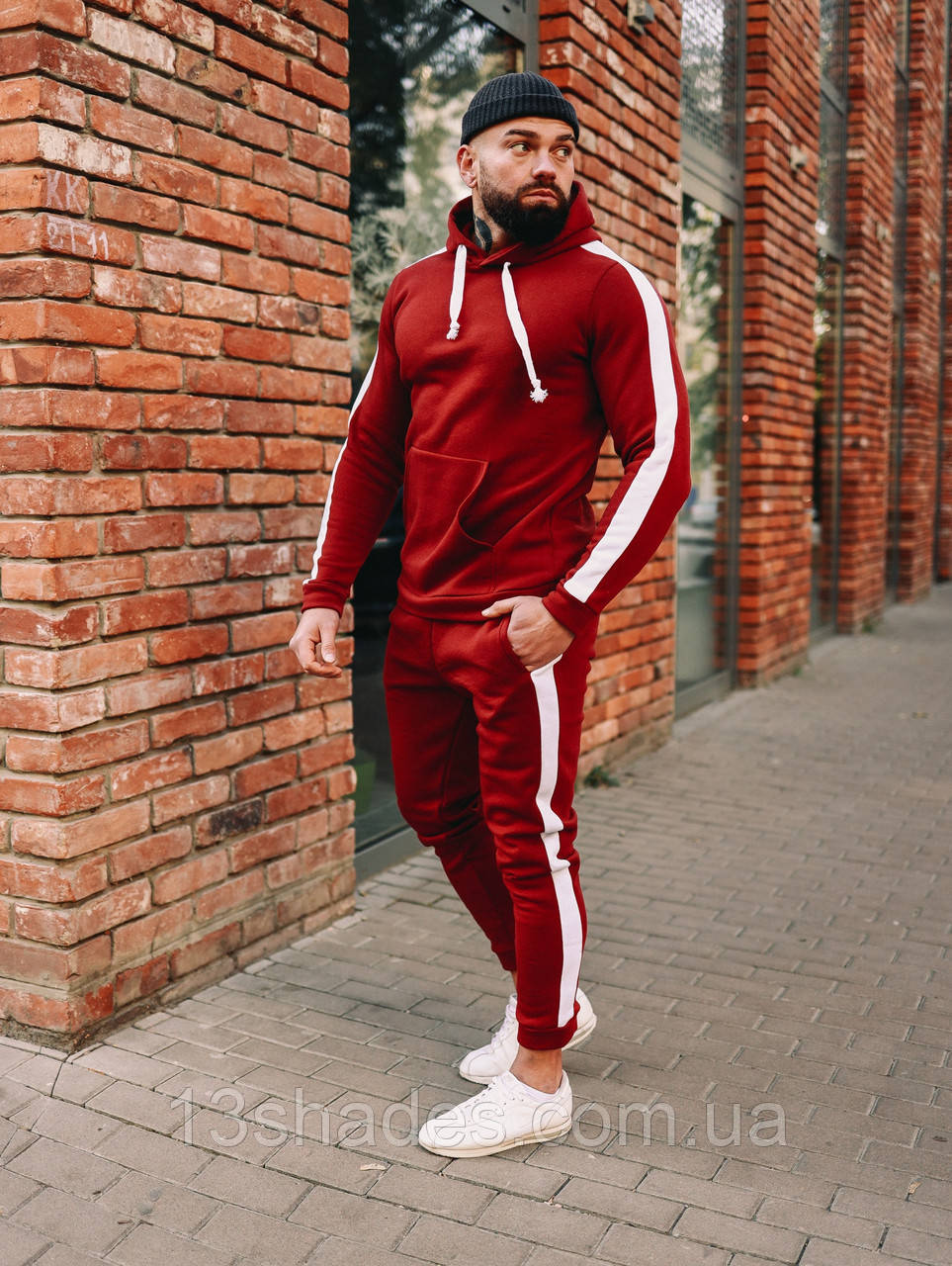 Спортивний костюм зима Асос теплий чоловічий бордовий Київ, фото 1