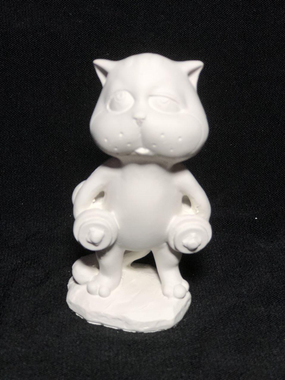 Гіпсова фігурка для розфарбовування "КІТ З ГАНТЕЛЯМИ" КСГ-99 з фарбами та пензлем