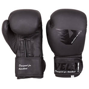 Боксерські рукавички шкіряні чорні 10oz Velo Mate, фото 2