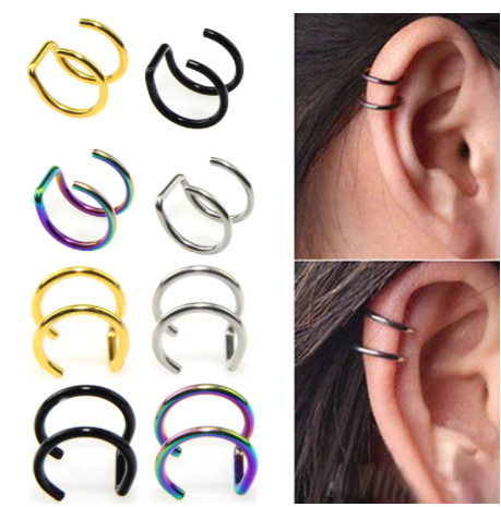 Сережки обманки для пірсингу сталь зовні 14 мм усередині 9 мм, фото 1