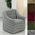 Знімні чохли на крісло натяжні без спідниці жакардові, чохол на м'яке крісло натяжний універсальні Какао, фото 3