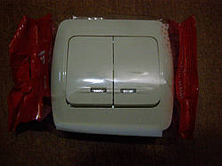 Вимикач подвійний з підсвічуванням EL-BI ZIRVE кремовий без вставок 0362