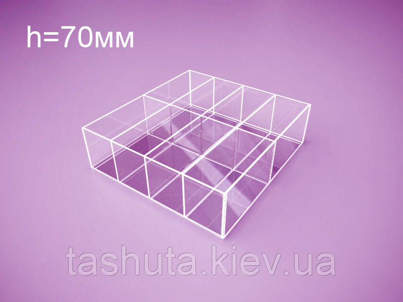 Акриловый контейнер для товаров 200х200х70 мм на 8 отделений Ташута  (35-13036-01)