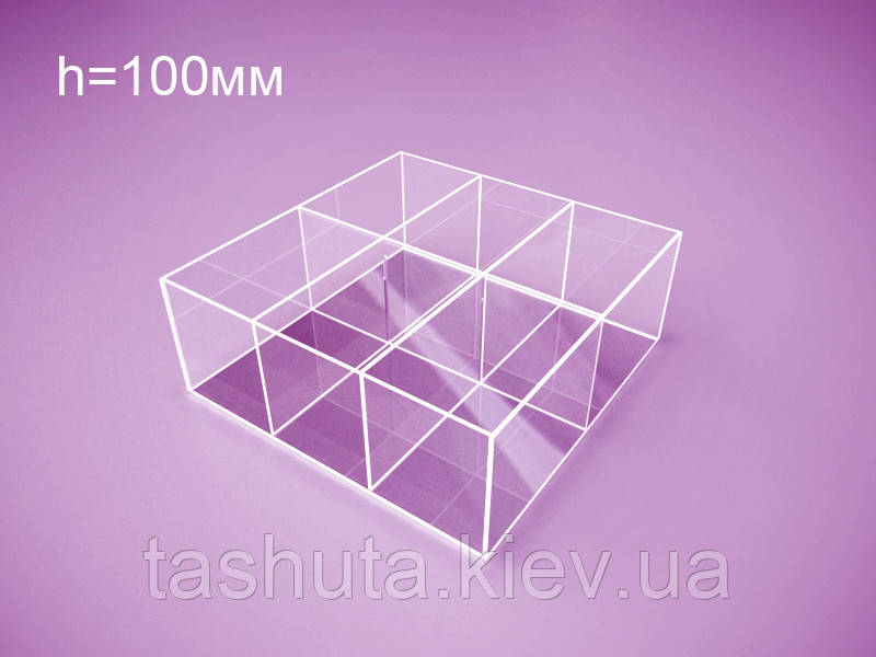Акриловый органайзер, контейнер для товаров 200х200х100 мм на 6 ячеек Ташута  (35-13032-01)