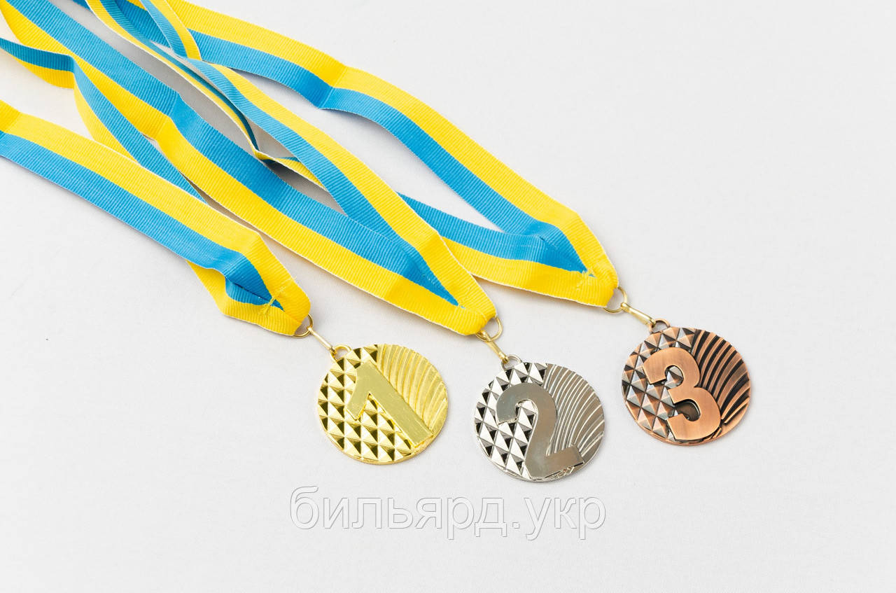Комплект медалей нагородних Ромб зі стрічкою (1, 2, 3 місце) ø5 см, фото 1