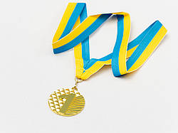 Медаль наградна для більярда Ромб зі стрічкою (1 місце, золото) ø5см