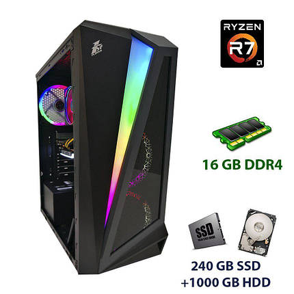 First Player ATX Tower NEW / AMD Ryzen 7 2700X (8 (16) ядер по 3.7 - 4.3 GHz) / 16 GB DDR4 / 240 GB SSD+1000, фото 1
