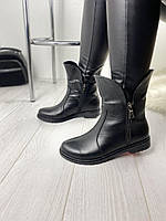 Напівчоботи жіночі M.KRAFT чорні натуральна шкіра зима висота 18см подошва 3,5см (2203) 38р. 40р.