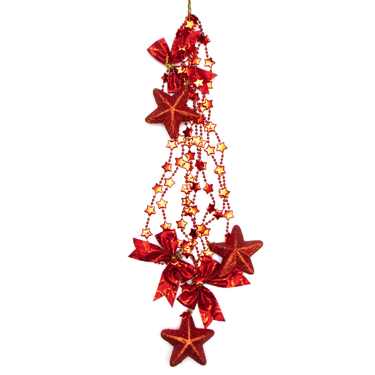 Новорічна прикраса - підвіска з прикрасами, 2,7 м, червоний, пластик, текстиль (471140-3)