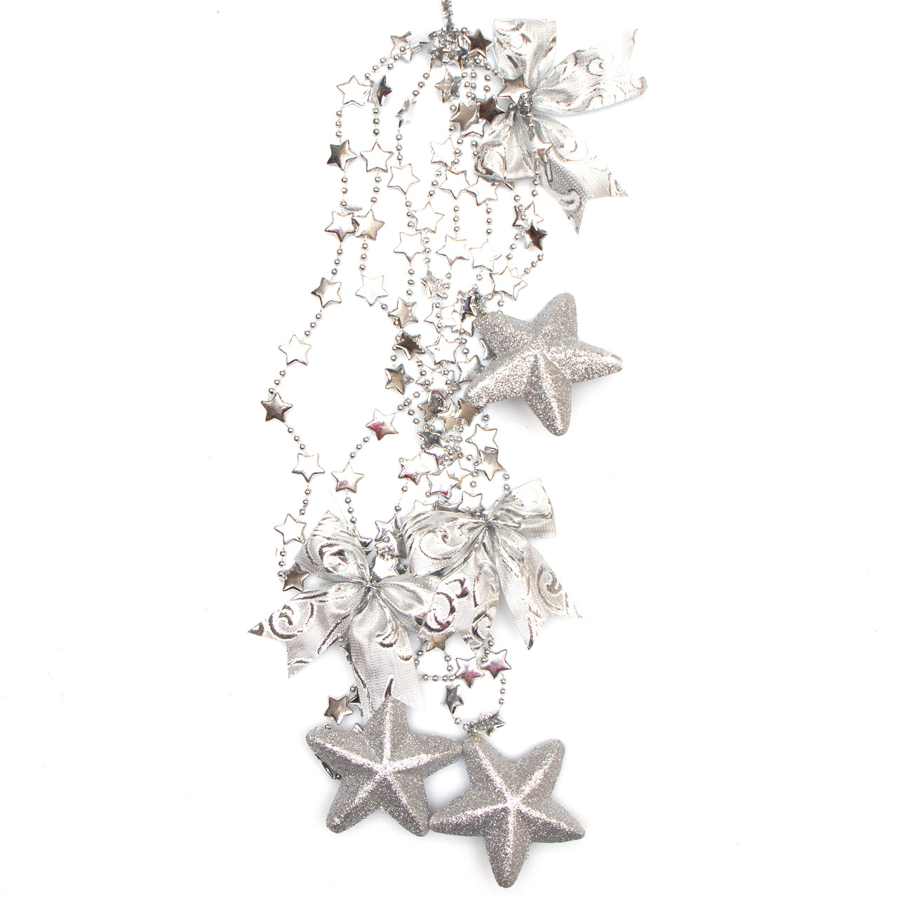 Новорічна прикраса - підвіска з прикрасами, 2,7 м, сріблястий, пластик (471140-4)