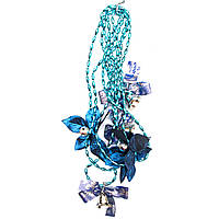 Новорічна прикраса - підвіска з прикрасами квітка та дзвіночок, 2,7 м, синій, пластик (472123-4)