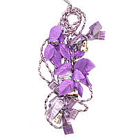 Новорічна прикраса - підвіска з прикрасами квітка та дзвіночок, 2,7 м, фіолетовий, пластик (472123-6)