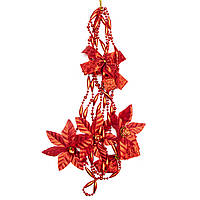 Новорічна прикраса - підвіска з прикрасами в бурульки з шарами, 2,7 м, червоний, пластик (472123-11)