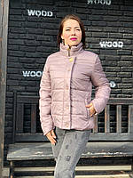 Жіноча куртка без капюшона арт. 211/2, бежево-бузкова/ фреза