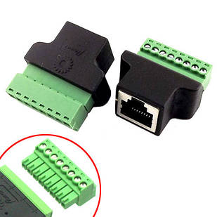 Перехідник RJ45 8P8C вита пара роз'єм мама - клемники 8pin