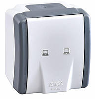 Розетка 2-а комп'ютерна з кришкою (RJ45 CAT 6), Mono electric, OCTANS IP54