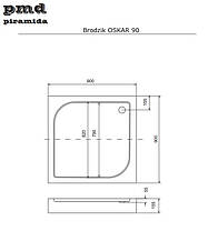 Душовий акриловий піддон квадратний OSKAR-I NEW 90х90х15,5 BESCO PMD PIRAMIDA, фото 4