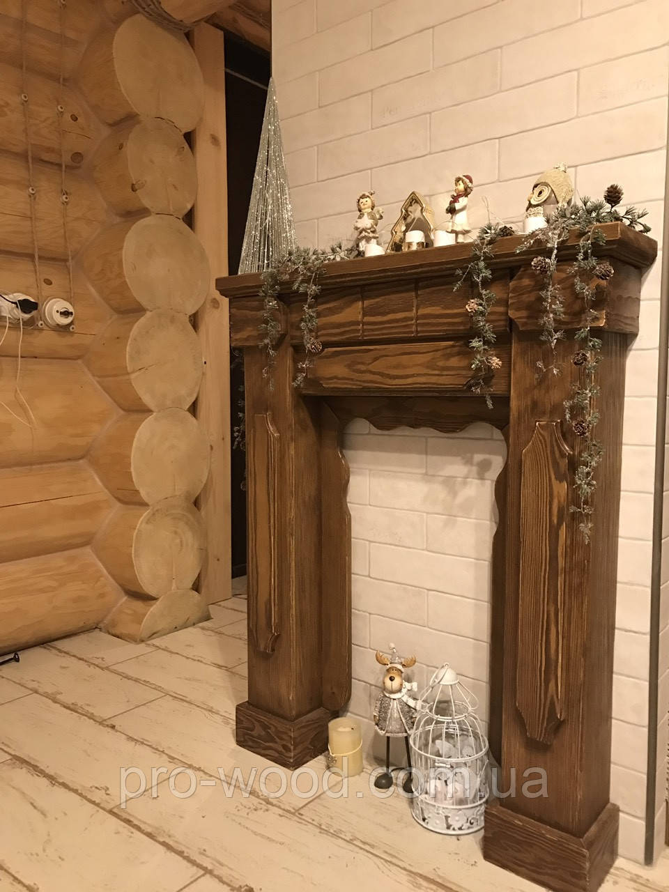 Камінний портал дерев'яний в інтер'єрі, фото 1
