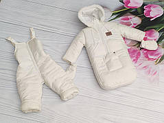 Зимовий дитячий комбінезон-трансформер 3в1 для новонародженного на овчині: курточка конверт для ніг напівкомбінезон