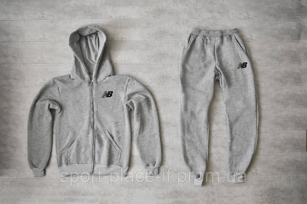 Теплый Спортивный Костюм New Balance (Нью Беланс) Светло Серый (ЗИМА) с ...