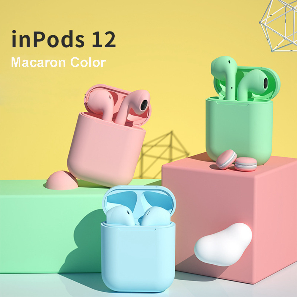 Бездротові навушники InPods 12 Macaron Блакитні сенсорні з кейсом