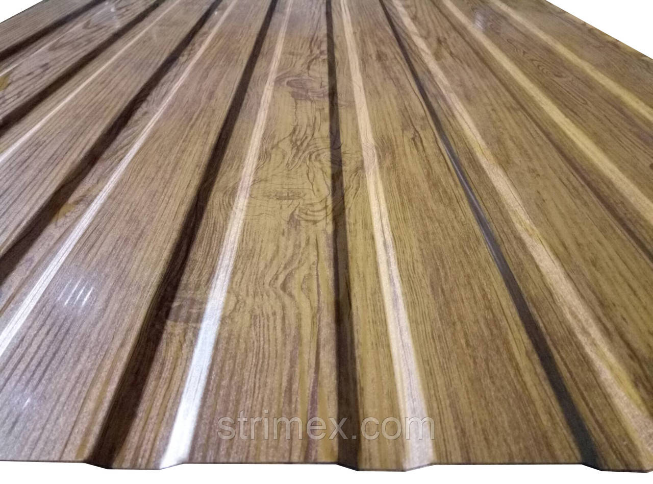 Профнастил до паркану С-8 RAL GOLD WOOD 3D (Золотий Дуб)
