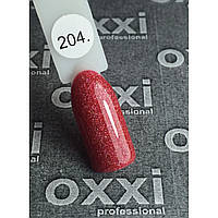 Гель-лак Oxxi 204 світлий червоний із дрібними голографічними блискітками, 10 мл