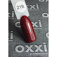 Гель-лак Oxxi 219 червоно-бордовий, з блискітками, 10 мл