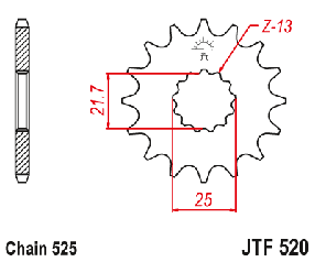 JTF520.14 Зірка на 14 зубів KAWASAKI W, ZR, ZR-7, ZX-7R, ZX-7RR; SUZUKI DL, GSF, GSR, GSX, GSX-,SUNSTAR 40414