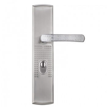 Ручка на планці для вхідних дверей на китайську(бронь)нікель права з підсвічуванням