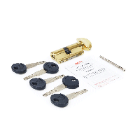 Цилиндры для дверных замков AGB (Италия) ScudoDCK/100 мм, ручка-ключ, 60/40, Латунь полированная