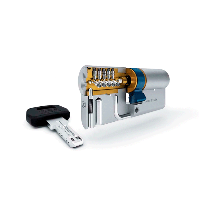Цилиндр для дверей AGB (Италия) ScudoDCK/105 мм, ручка-ключ, 35/70, мат.хром - фото 4 - id-p741980380