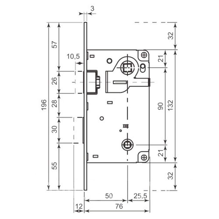 Врезные механизм замки для дверей AGB CENTRO WC 18/90 никель - фото 3 - id-p701028692