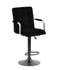 Стілець барний Augusto Arm Bar BK-BASE екокожа чорний, опора чорна з регульованою висотою