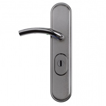 Ручка на планці для вхідних дверей для китайських дверей з бронепластиною/підсвічуванням S. A. P ліва, фото 1