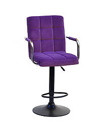 Стілець барний Augusto Arm Bar BK-BASE велюр пурпуровий В-1013, опора чорна з регульованою висотою