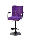 Стілець барний Augusto Arm Bar BK-BASE велюр пурпуровий В-1013, опора чорна з регульованою висотою, фото 4