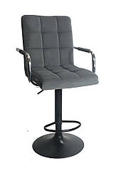 Стілець барний Augusto Arm Bar BK-BASE сірий велюр В-1004, опора чорна з регульованою висотою