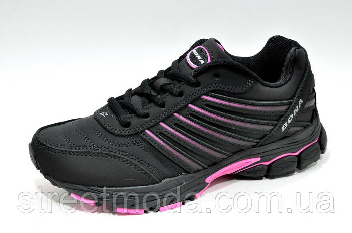 Купить Женские кроссовки Bona, Чёрный/Розовый (Нубук), цена 1545 грн ...