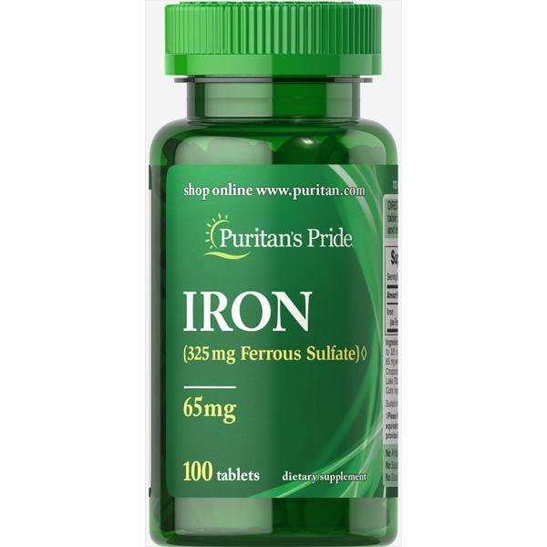 Iron Ferrous Sulfate 65 mg - 100 Tablets, фото 1