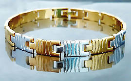 Браслет Аthena зі сталі. Позолота 18К+ родій. Довжина: 20,5 см. Ширина: 8 мм.