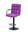 Стілець барний Augusto Arm Bar BK-BASE екокожа пурпурний, опора чорна з регульованою висотою, фото 2