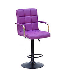 Стілець барний Augusto Arm Bar BK-BASE екокожа пурпурний, опора чорна з регульованою висотою