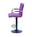 Стілець барний Augusto Arm Bar BK-BASE екокожа пурпурний, опора чорна з регульованою висотою, фото 3