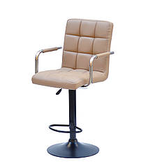 Стілець барний Augusto Arm Bar BK-BASE екокожа бежевий, опора чорна з регульованою висотою