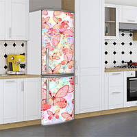 Самофиксирующаяся наклейка на холодильник магнитная с бабочками порхающими 180 х 60 см, Лицевая