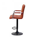 Стілець барний Augusto Arm Bar BK-BASE екокожа коричневий, опора чорна з регульованою висотою, фото 4